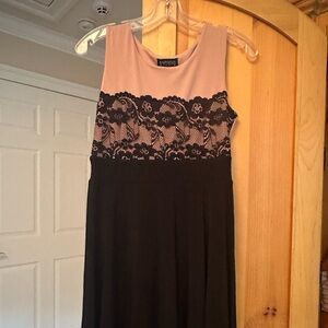 Enfocus Studio Black and Pink A-Line Midi Dress - Size 6